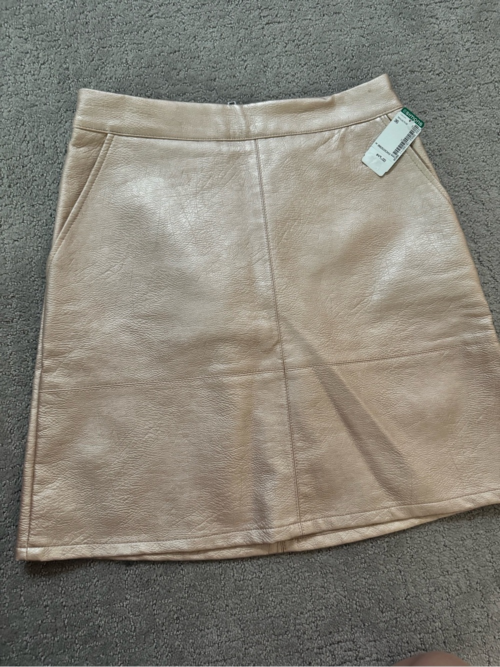 Simons Pale Metallic Pink Faux Leather Mini Skirt
